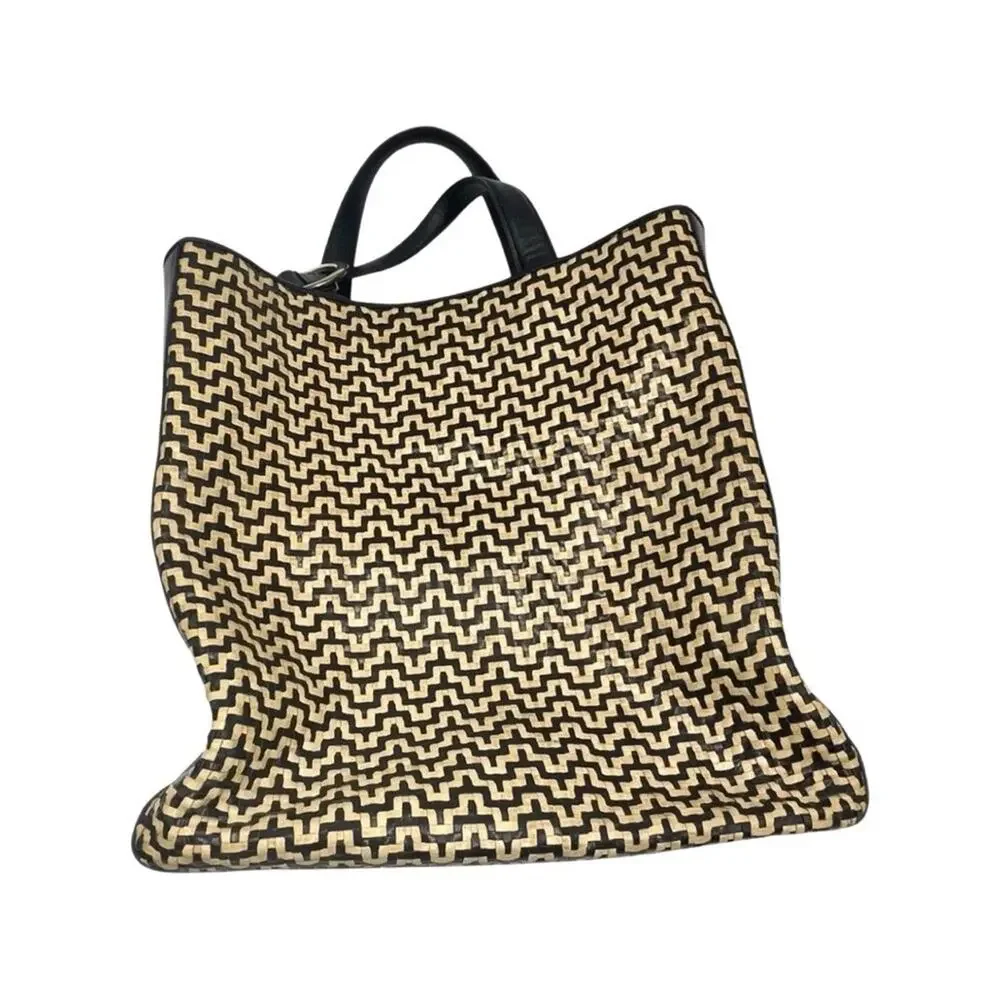 Vintage - Carolee Weave Leather Tote Handbag